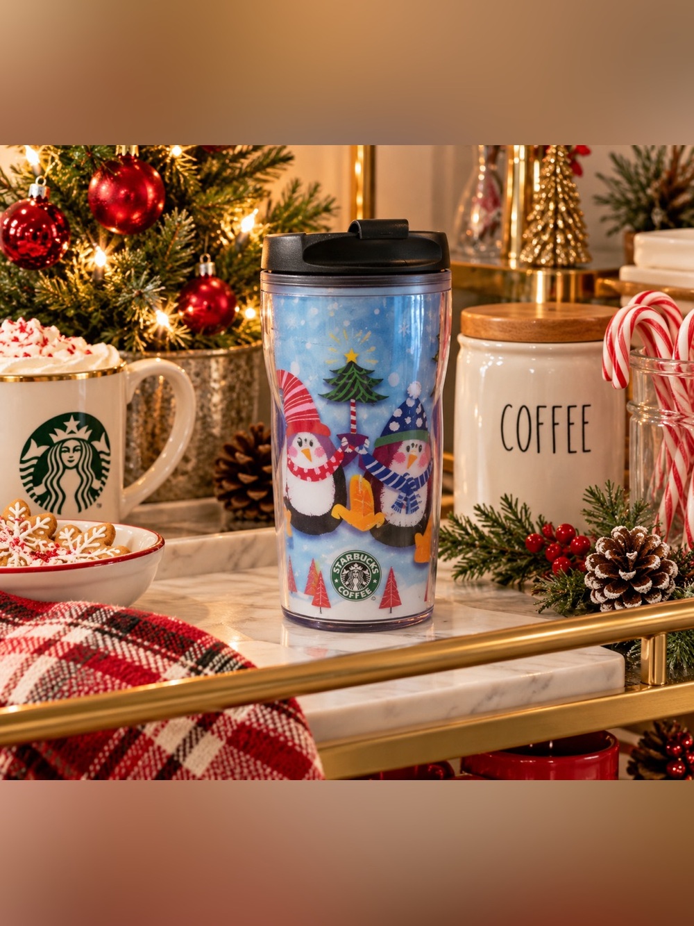 Vintage 2004 Starbucks Christmas Penguin Tumbler 8 Oz Rare Holiday Cup